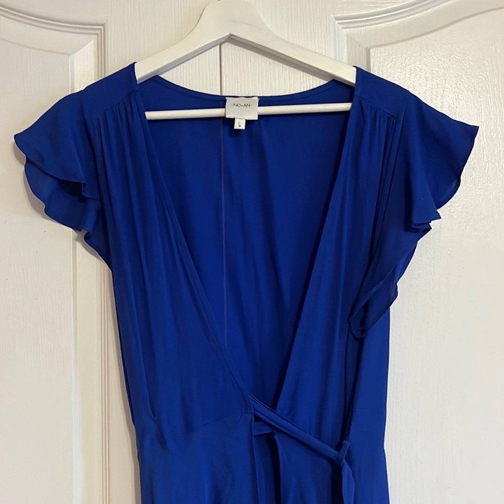 Royal blue long wrap dress from Mendocino. Size small.